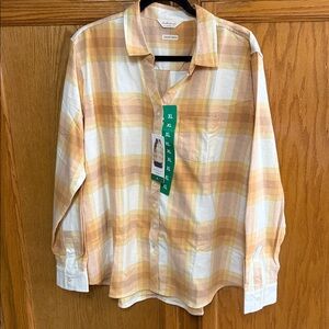 Weatherproof Plaid Blouse in Yellow and White